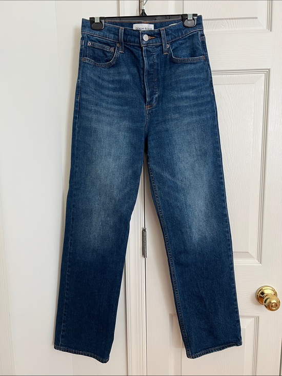 Denim Forum Denim - Aritzia Denim Forum Arlo High-Rise Straight-Leg Jeans in Dark Blue Wash Size 27
